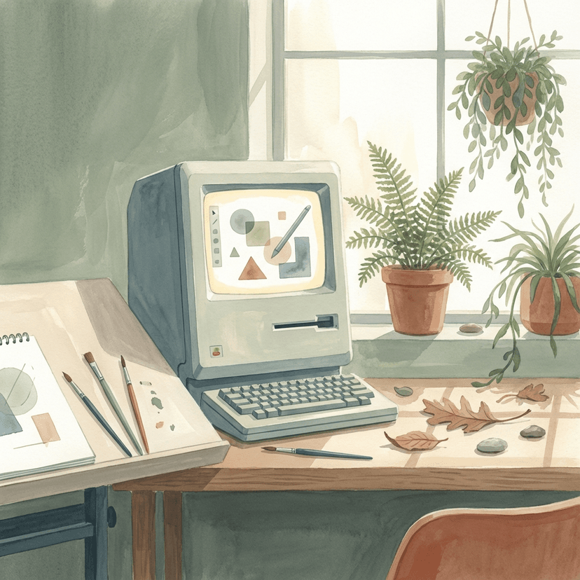 Abstract creative workspace illustration